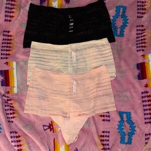 Victoria's Secret Bundle of three Shapewear Lace Trim Panties Sheer L